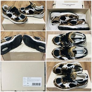 Golden Goose Women’s Dad Star Sneakers in Leopard Print Pony Skin